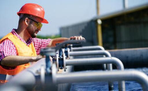 Man at water treatment