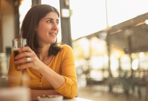 Woman drinking soda - food _ beverage market