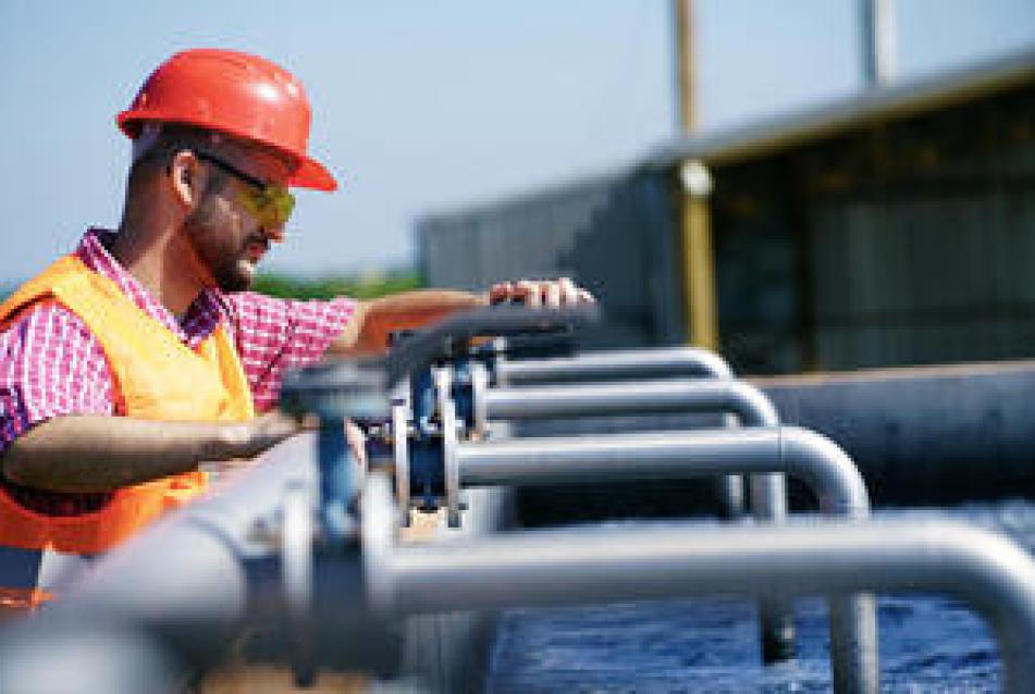 Man at water treatment